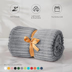 BEDELITE 3D Ribbed Jacquard Grey Fleece Throw Blanket - Image 3