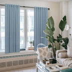Blue Curtains 38 Inch Width for Kitchen Door 2 Panels Back Tab Rod Pocket Semi - Image 8