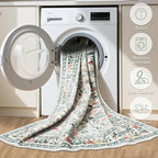 PLHXFR 2x5 Washable Runner Rug：Floral Indoor Kitchen Carpet Green Beige | - Image 8