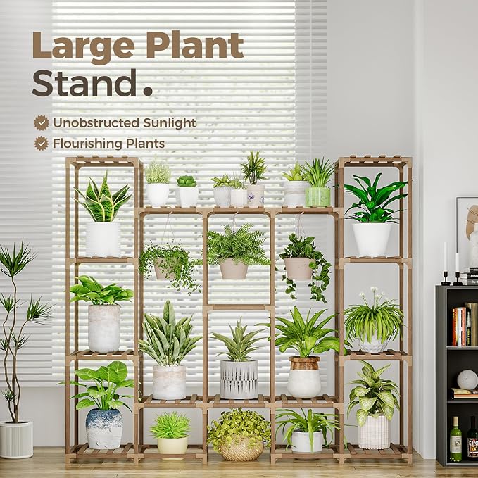 Bamworld Large Plant Stand Indoor Outdoor Hanging Shelf - Image 2