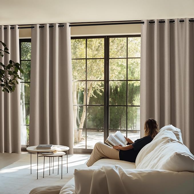 NICETOWN Linen 100% Blackout Curtains 63 inches Long - Image 2