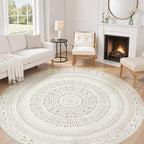 cotiled 8x8 Round Rug 8ft Circle Living Room Boho Area Rugs | Washable Foldable by COTILED