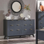 T4TREAM Fluted 6 Drawers Dresser, Curved Profile Design, Dresser TV Stand - Image 3
