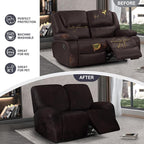 ANARACHON Leather Look Loveseat Recliner Cover, 6-Pieces Stretch Dual Recliner - Image 5