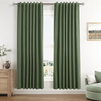 Olive Green 100% Blackout Curtains 72 Inch Length 2 Panels Set by Guken