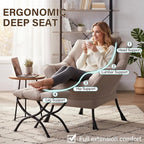 Welnow Lazy Chair with Ottoman, Modern Reading Accent Chair with Armrests and a - Image 7