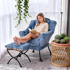 Welnow Lazy Chair with Ottoman, Modern Accent Chair with Armrests and a Side - Image 9
