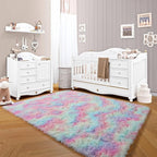 Rainbow Area Rugs for Girls Bedroom, 4x6 Fluffy Bedside Colorful Rug, Cute Soft - Image 8