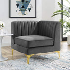 Modway EEI-3983-GRY Triumph Channel Tufted Performance Velvet Sectional Sofa by Modway
