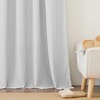 RYB HOME Sheer Curtains 102 inches, Extra Long Floor to Ceiling Curtains | Half - Image 5