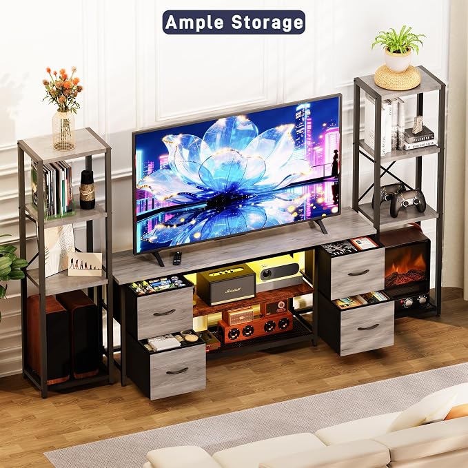 Yenlure LED TV Stand Bookshelf Combo - Image 7