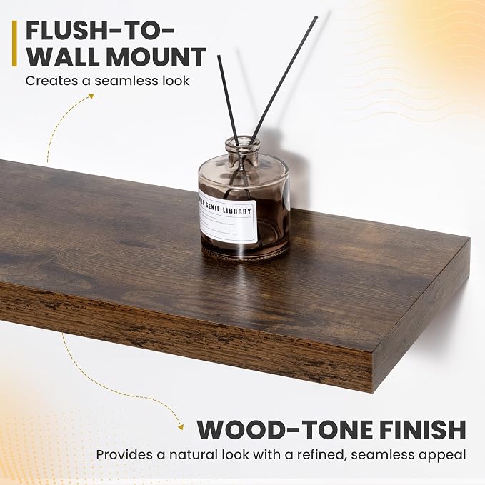 Acovy 16 Inch Floating Shelves, 9.3" Deep Floating Shelf Wall Mounted, Rustic - Image 5
