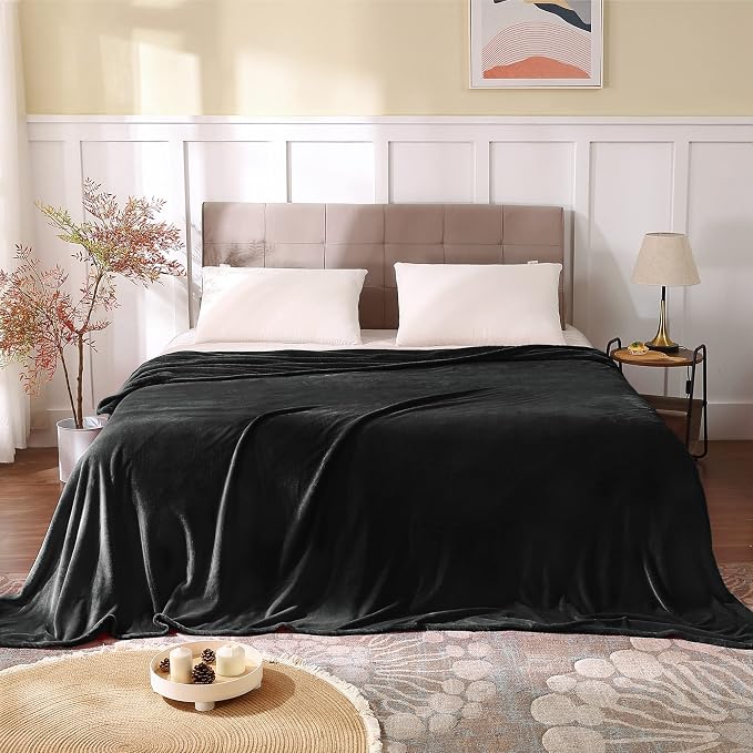 BEDELITE Fleece Blanket Soft Plush Full Bed Blanket Black 84"x90" | Ultra Soft - Image 3