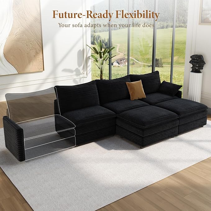 Vesgantti 108" U Shaped Sectional Couch, Comfy Cloud Modular Sectional Sofa - Image 8