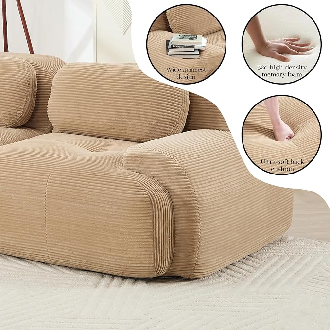 Boneless Sectional Couch, No Assembly Required, 81.8” Modular Cloud Sofa - Image 7