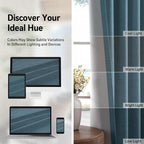 100% Blackout Linen Textured Curtains 96 Inch Long, Stone Blue | 100% Blackout - Image 7