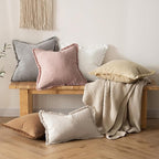 MIULEE Boho Linen Fringe Decorative Euro Throw Pillow Covers White 28x28 | Set - Image 5