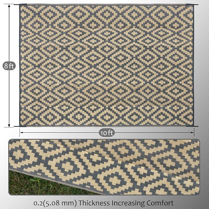 SAND MINE Reversible Mats, Plastic Straw Rug, Modern Area Rug, Large Floor Mat - Image 2