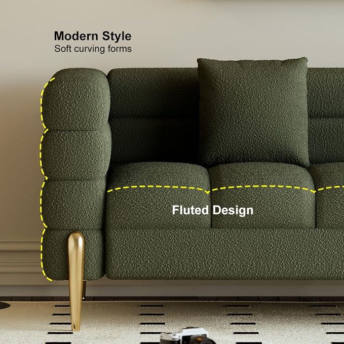 homary Boucle Sofa 79”, Modern 3 Seater Couch - Image 3