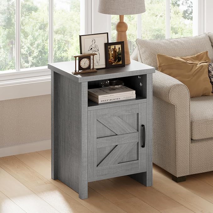 JUMMICO Farmhouse Nightstand, Modern Bedside Table - Image 2