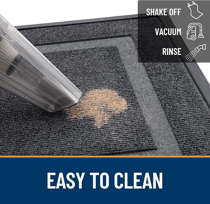 OLANLY Front Door Mat Outside 35x23, All-Season Heavy-Duty Rubber Doormat | Grey - Image 7