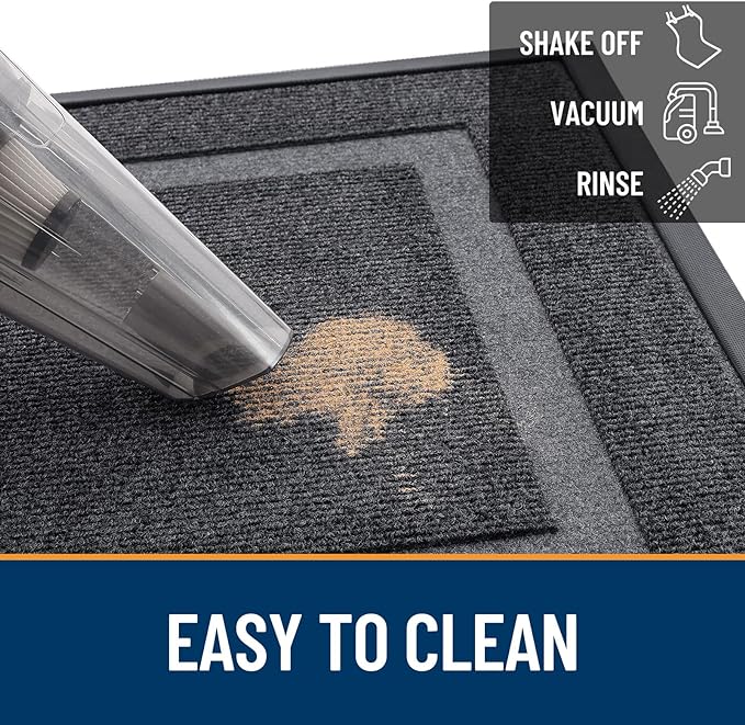 OLANLY Front Door Mat Outside 59x23, All-Season Heavy-Duty Rubber Doormat | Grey - Image 6