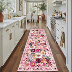 Pink Rug for Hallways Kitchen Runner Rug 2x8 | Non Slip Washable Rugs by WelcometoBabovid