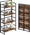 No Assembly Folding Bookshelf, 4 Tiers Collapsible Book Shelf by THKKYHomeOfficeFurniture