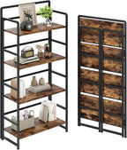 No Assembly Folding Bookshelf, 4 Tiers Collapsible Book Shelf by THKKYHomeOfficeFurniture