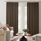 Brown Pinch Pleated 60 Inch Wide Curtains 60 x 90, Thermal Insulated Noise - Image 4