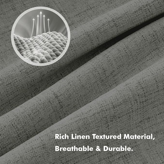 MIULEE 100% Blackout Linen Curtains 42 x 84 Inch Dark Grey 2 Panels | Thermal - Image 3