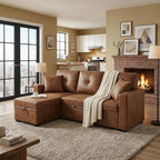 L Shaped Sectional Couch with Storage and Pull Out Bed, 3 Seater Sleeper Sofas - Image 2