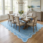 GarveeHome 5x7 Scalloped Area Rug Blue Washable Bedroom Living Room Rug | Soft - Image 3