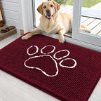 OLANLY Dog Door Mat for Muddy Paws 70x35, Paw Print Design Chenille Mud Mat | - Image 7