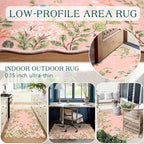 Pink Floral Entry Rug, 3x5 Ft Indoor Outdoor Mats - Image 5