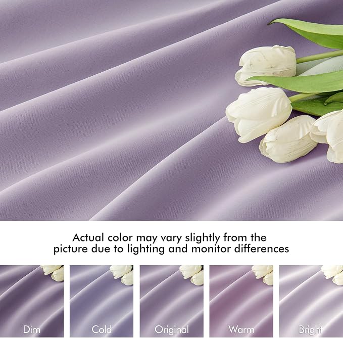 MIULEE Lilac Back Tab Blackout Curtains 52x108 Inch Long 2 Panels Set | Rod - Image 8