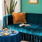 GLORY SEASON Velvet Sofa Cover Soft Decorative Luxurious Solid Exquisite Ruffle - Image 4