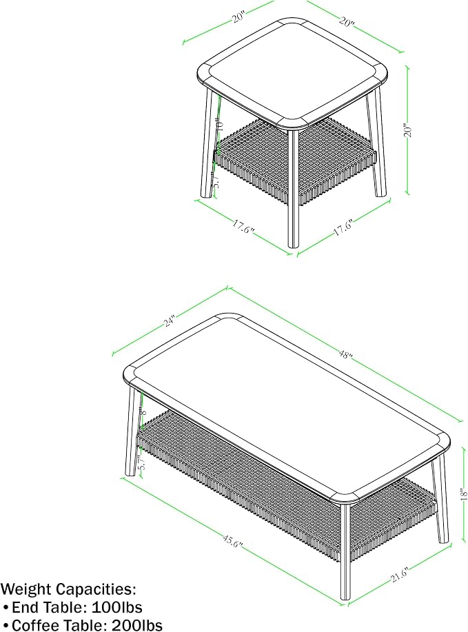 Alaterre Furniture Calais 3-Piece Solid Wood Coffee Table Set - Image 2