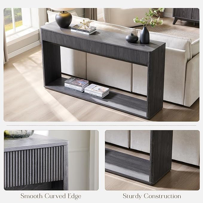OKD 63" Fluted Console Table for Entryway, Modern Entryway Table - Image 5