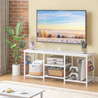 YGEOMER White TV Stand for Up to 55 Inch Tvs, Entertainment Center - Image 4