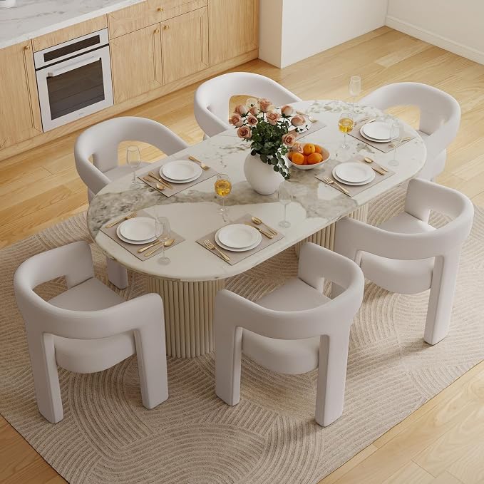 BESTANO Set of 4 Modern Linen Fabric Upholstered Dining Chairs - Image 6