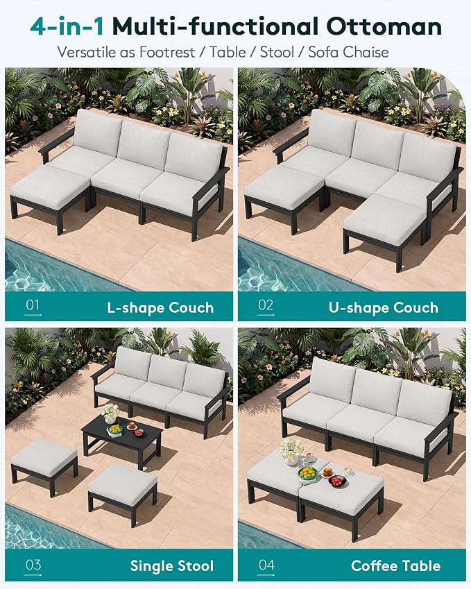SERWALL Outdoor Ottoman with Cushions - Image 5