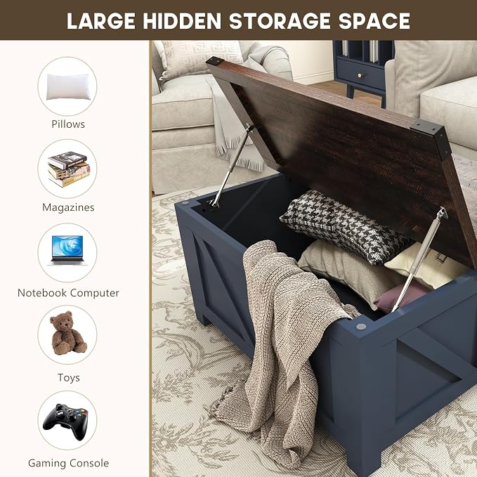 jimeimen Farmhouse Lift Top Coffee Table - Image 3