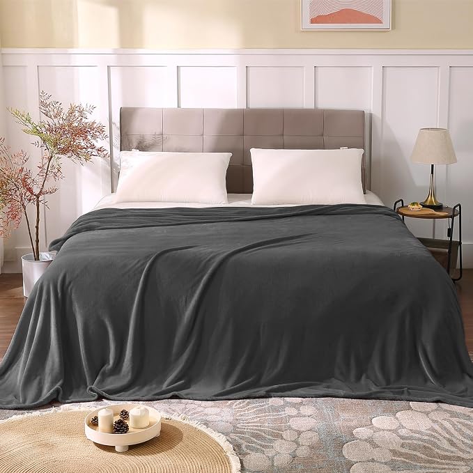 BEDELITE Fleece Blanket Soft Plush Full Bed Blanket Charcoal Grey 84"x90" | - Image 2