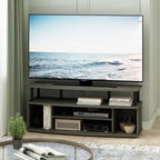 Furinno Jaya Large Entertainment Center Hold up to 55-in TV, French Oak/Black - Image 3