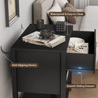 Xixini Nightstand wih 2 Drawers & Open Shelf, Small Mid Century Modern Night - Image 6