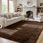 5x7 Fluffy Shag Area Rugs for Living Room Bedroom: Soft Plush Carpet Brown | by CarpetAddColortoYourLife
