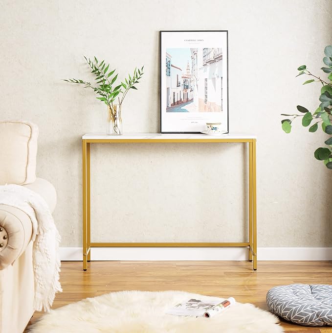loglus Small Console Table for Entryway, Faux Marble MDF Sofa Table - Image 8