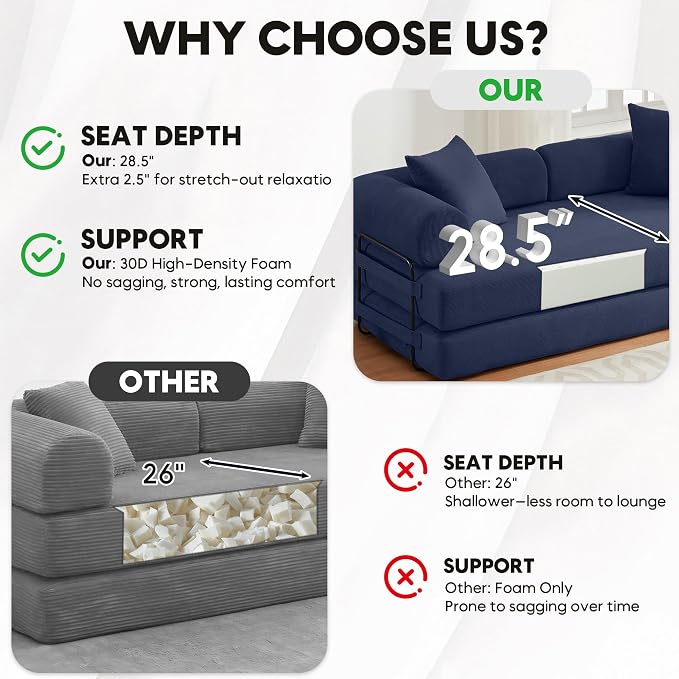 ZEIINPA Convertible Sleeper Sofa Bed - Image 4