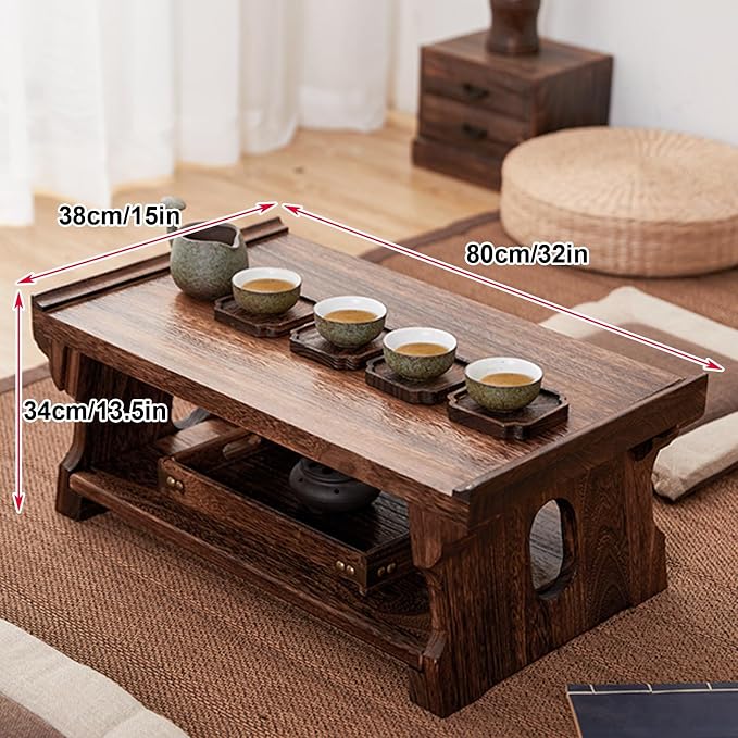 Japanese Solid Wood Tatami Tea Table, Low Coffee Table - Image 3